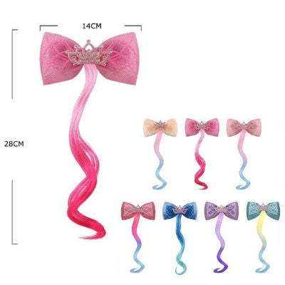 Crown With Color Hair Extensions Hair Bow 28364BN (12 units)