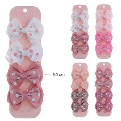 Dust tone With Dot 4PC Hair Bow Pin 5395-00B (12 units)