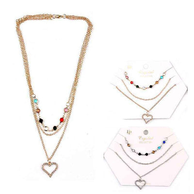 Fashion Heart Layered Necklace Set 2399 (12 units)