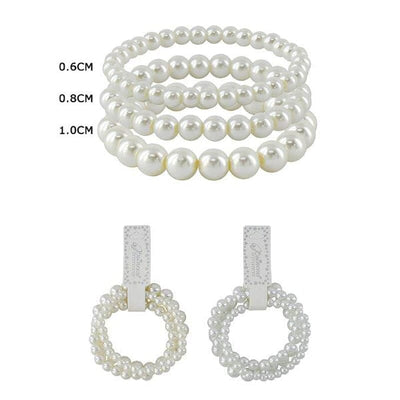 Fashion Pearl 3 Line Bracelets 43115WI ( 12 units )