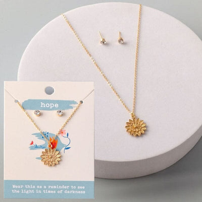 Hope Flower Necklace Earring Set 8326G (12 units)