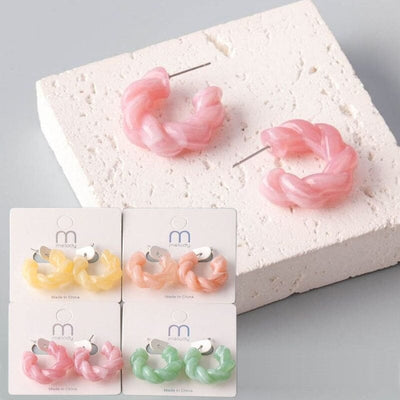 Marble Candy Twisted Huggie Earrings 36644-1 (12 units)