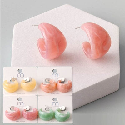 Marble Resin Wide Earrings 36640-1 (12 units)