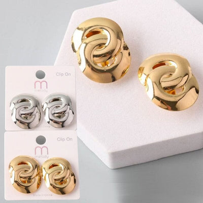 Metal Disc Linked Clip On Earrings 5241GS (12 units)