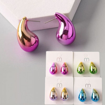 Metallic Ombre Teardrop Bubble Earrings 36933 (12 units)