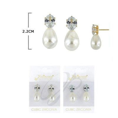 Pearl With Cubic Zirconia Earrings 50004GS (12 units)
