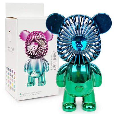 Rainbow Bear Rechargeable USB Mini Fan Blue & Green ( 1 unit )