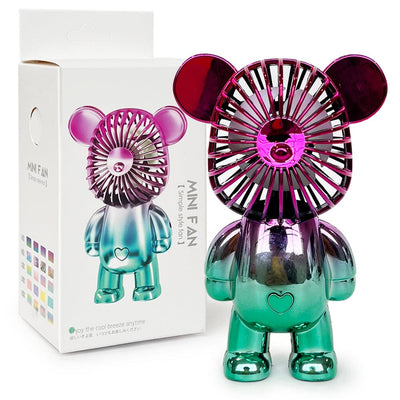 Rainbow Bear Rechargeable USB Mini Fan Pink & Green ( 1 unit )