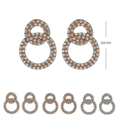 Rhinestone Double Circle Earrings 2051 (12 units)