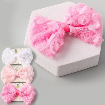 Sheer Texture Floral Hair Bow Clips 2656 ( 12 units)