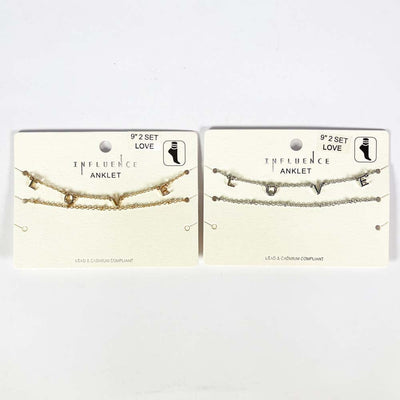 9" Love With Metal Chain 2 Set Anklet ( 2 units )