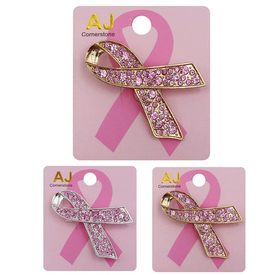 Breast Cancer Ribbon Pink Rhinestone Brooch 2014 (12 units)