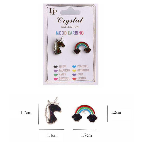Color Changing Unicorn Rainbow Mood Earring 1806 12 units MyWholesaleFashion