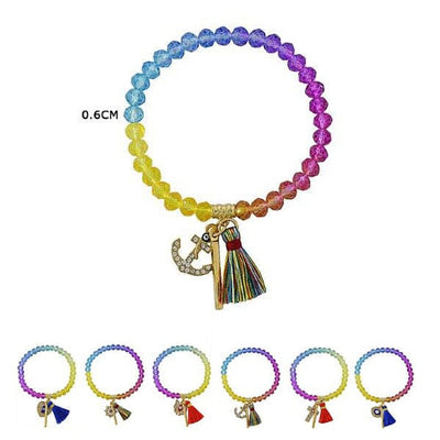 Colorful Crystal Bead With Tassel Bracelets 43548M ( 12 units)
