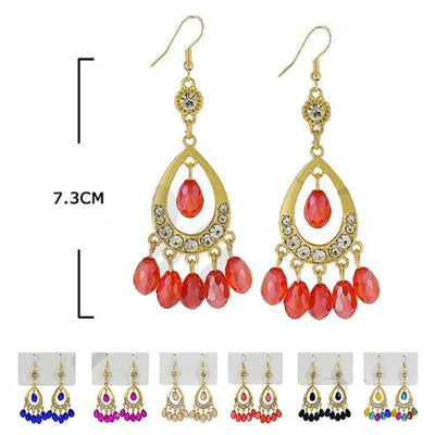 Fashion Rhinestone Drop Earrings 30187R (12 units)