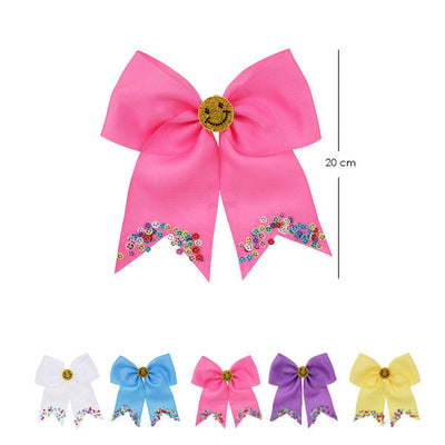 Happy Face Sprinkles Cheer Hair Bow 7686 ( 12 units)
