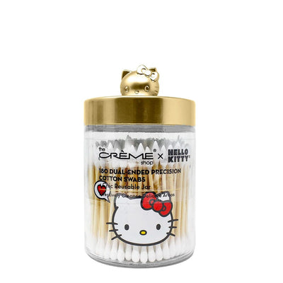 Hello Kitty Chic Reusable Glass Jar With Swabs Matte Gold (1 unit)
