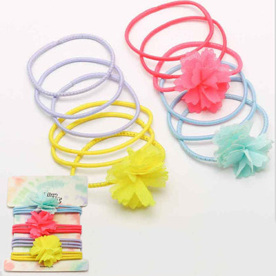 Kids Flower Elastic Hair Tie Set 0404 (12 units)