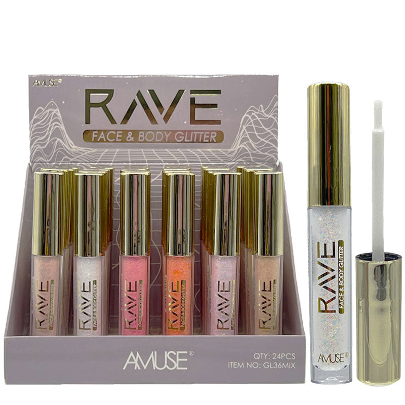 Amuse Rave Face & Body Glitter GL36MIX (24pc display