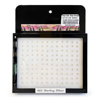 120 PC Nose Ring Gold Clear (1 unit)