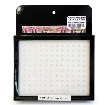 120 PC Nose Ring Silver Clear (1 unit)