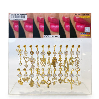 22 PC Assorted Crystal Mix Body Piercing Gold (1 unit)