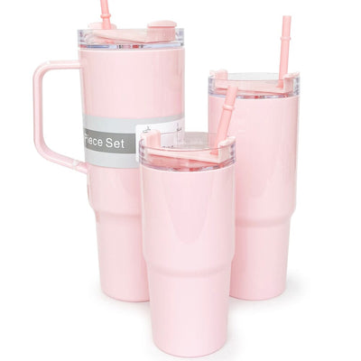 3 IN 1 Travel Cup With Straw - Pink (1 unit)