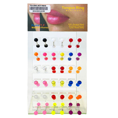 36 PC Acrylic Barbell Tongue Rings Bars Piercing (1 unit)