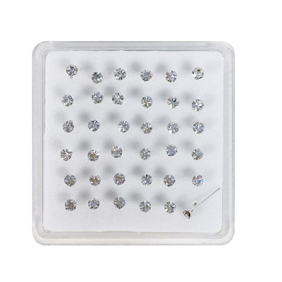 3mm Rhinestone Sterling Silver Nose Rings (1 unit)