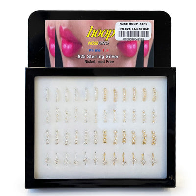 48 PC Hoop Nose Ring Gold, Silver Mix (1 unit)