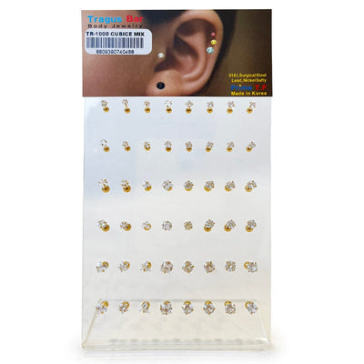 48 PC Tragus Bars Crystal Mix Body Piercing (1 unit)