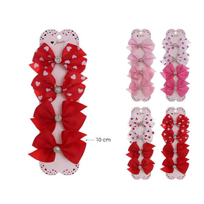 4PC Valentines Heart Hair Bow Set (12 units)