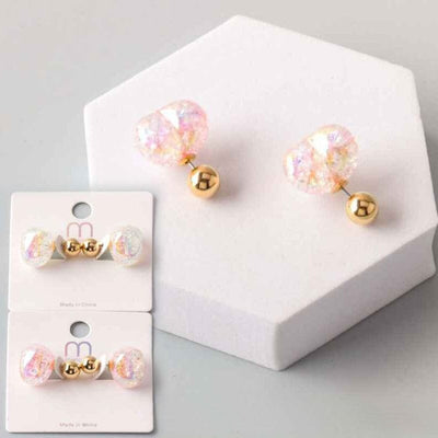 AB Bubble Heart Bead Back Earring 38733 (12 units)