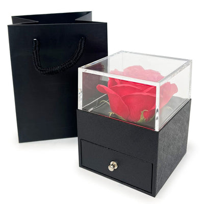 Acrylic Jewelry Box With Soap Flower 286515 BK (1 unit)