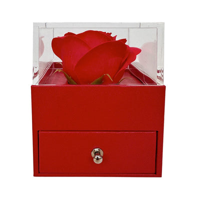 Acrylic Jewelry Box with Soap Flower - Red (1 unit)