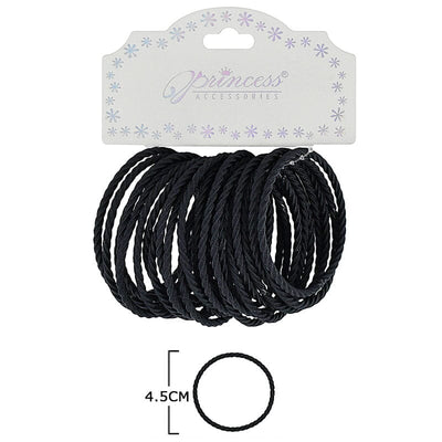 All Black 24 PC Rubble Hair Band 016B (12 units)