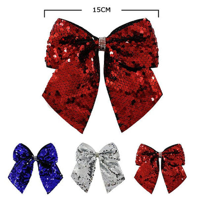American Flag Color Sequin Hair Bow 1024 (12 units)