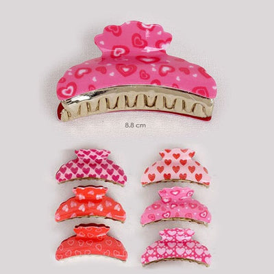 Assorted Heart Red And Pink Tone Jaw Hair Clip 2494 (12 units)