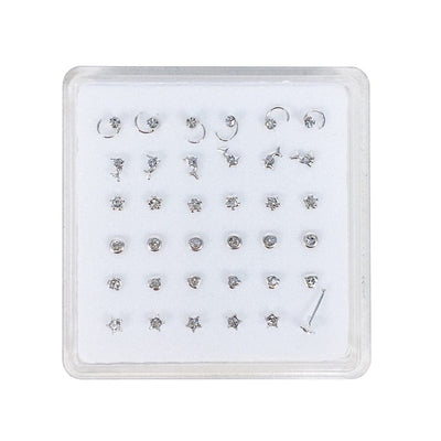 Assorted Rhinestone Sterling Silver W/Tip Nose Rings (1 unit)