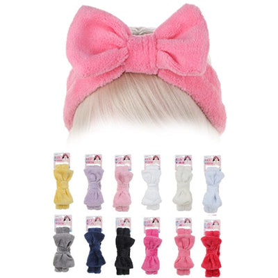 Assorted Solid Color Bow Spa Headband 2104 (12 units)