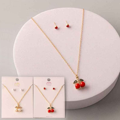 Bead Cherry Necklace Set 9490 (12 units)