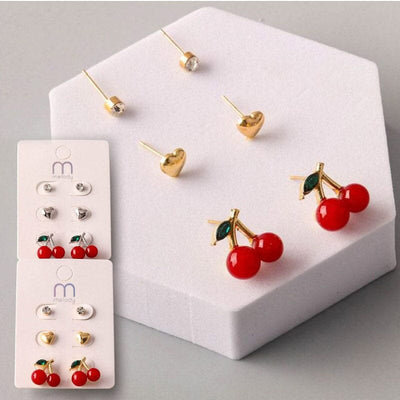 Bead Cherry Post Earring Set 38379 (12 units)
