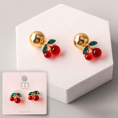 Beaded Cherry Front Back Earring 38742 (12 units)