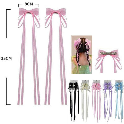 Bow With Tail 2PC Hair Pin 10610M (12 units)
