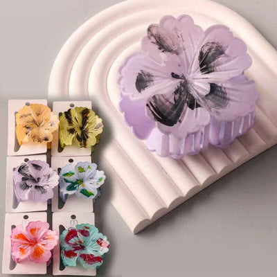 Brush Painted Hibiscus Claw Clip 11193 (12 units)