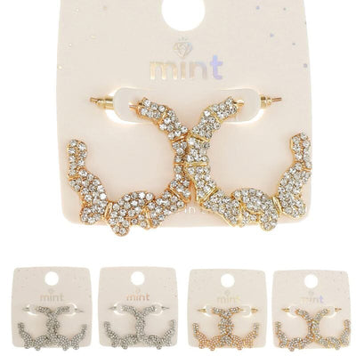 Butterfly Rhinestone Hoop Earrings 47464 ( 12 units )