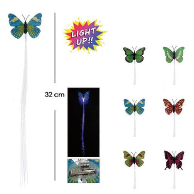 Butterfly With Light Faux Hair Pin 3065 ( 12 units)