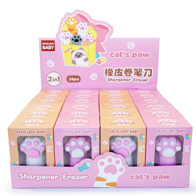 Cat's Paw Shape Pencil Sharpener Eraser (24 units)