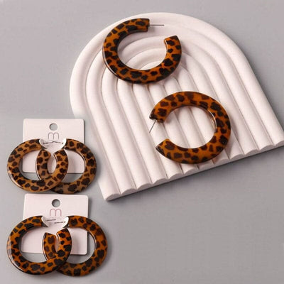 Cheetah Acrylic Hoop Earrings 37661 (12 units)