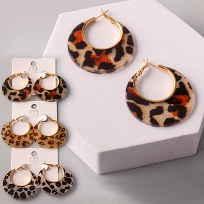 Cheetah Disc Hoop Earring 37535 (12 units)